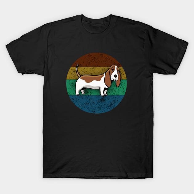 Cute Vintage Retro Basset Hound T-Shirt by Health